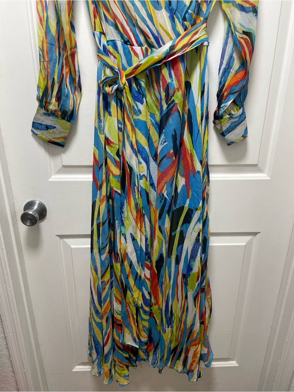 Multi-Color Abstract Wrap Maxi Dress - Picture 2 of 11